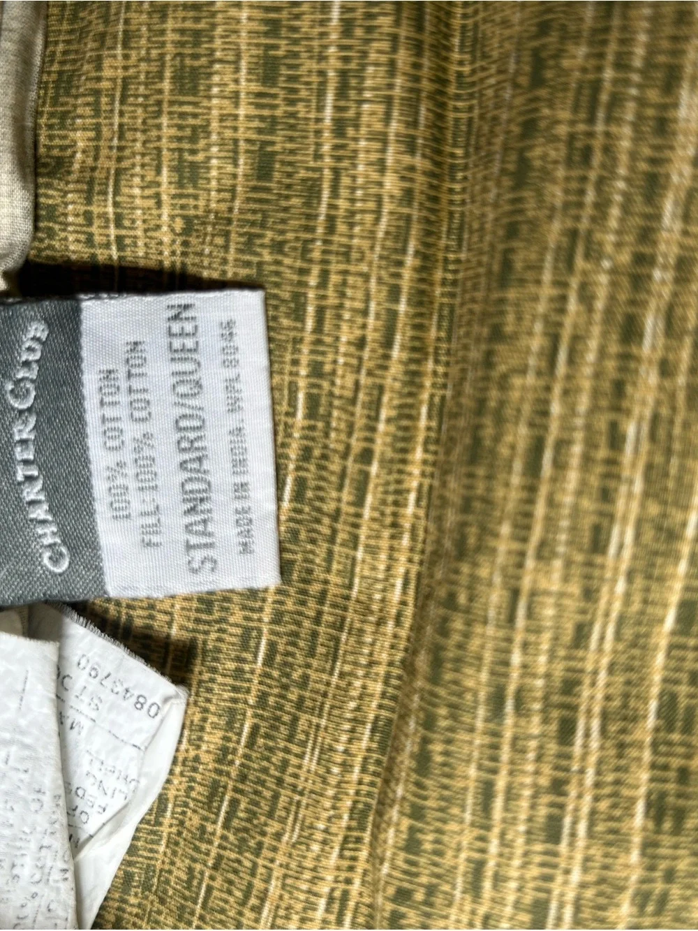 Charter Club Olive and Gold Quilted Textured 100% Cotton Pillow Cover Home Comfo